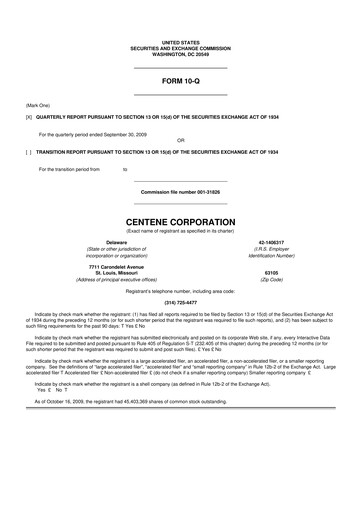 Miniature Centene 10-Q Rapport trimestriel  