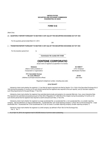 Miniature Centene 10-Q Rapport trimestriel  