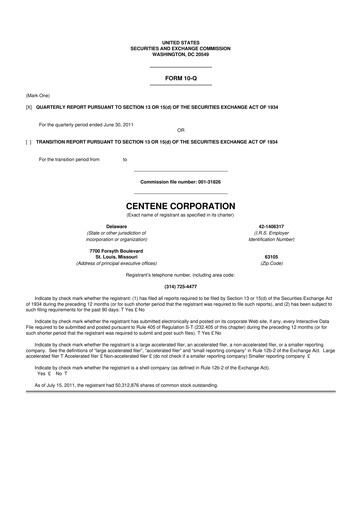 Miniature Centene 10-Q Rapport trimestriel 2011 