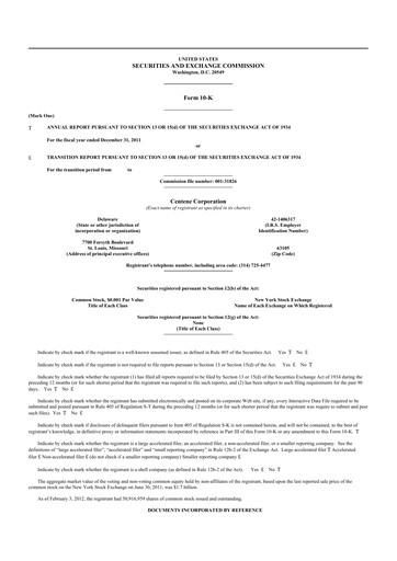 Thumbnail Centene 10-K Annual Report 2011