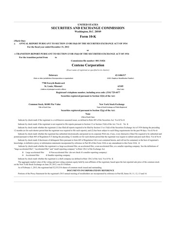 Thumbnail Centene 10-K Annual Report 2012