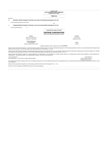 Miniature Centene 10-Q Rapport trimestriel 2018 