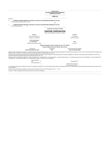 Miniature Centene 10-Q Rapport trimestriel 2020 