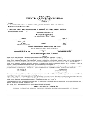 Thumbnail Centene 10-K Annual Report 2020