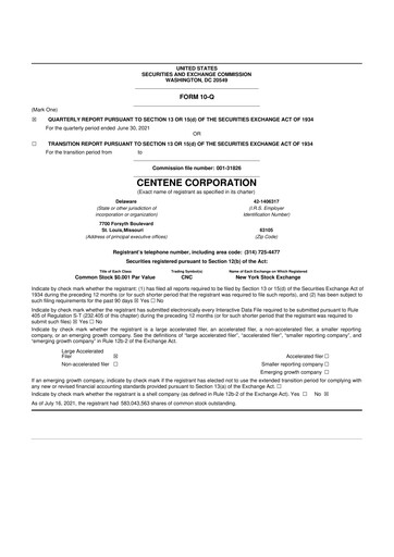 Miniature Centene 10-Q Rapport trimestriel 2021 
