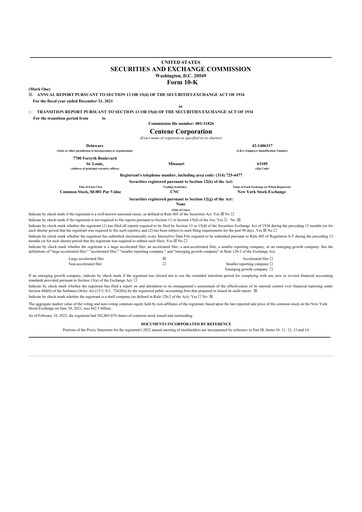 Thumbnail Centene 10-K Annual Report 2021