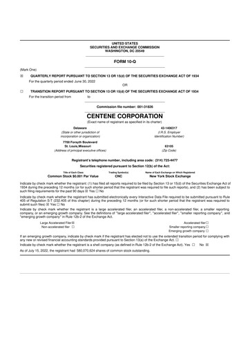 Miniature Centene 10-Q Rapport trimestriel 2022 