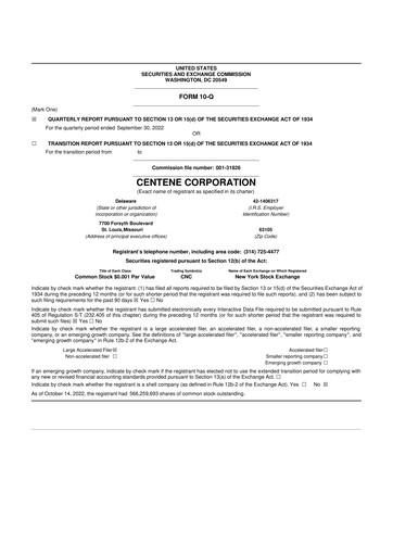 Miniature Centene 10-Q Rapport trimestriel 2022 
