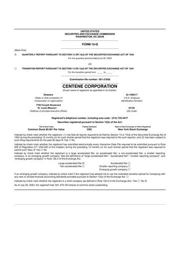 Miniature Centene 10-Q Rapport trimestriel 2023 