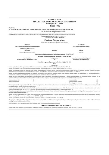 Thumbnail Centene 10-K Annual Report 2023