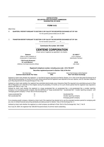 Miniature Centene 10-Q Rapport trimestriel 2024 