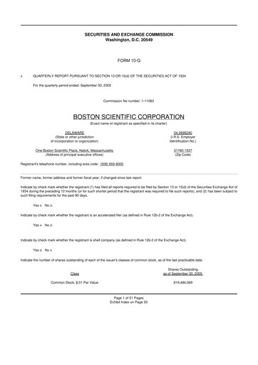 Thumbnail Boston Scientific 10-Q Quarterly Report FY 