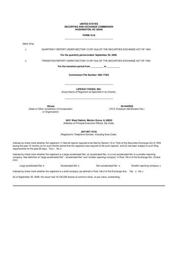 Thumbnail Lifeway Foods
 10-Q Quarterly Report FY 