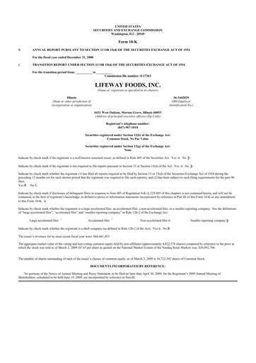 Thumbnail Lifeway Foods
 10-K Annual Report 