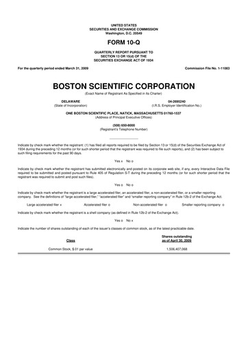Thumbnail Boston Scientific 10-Q Quarterly Report FY 