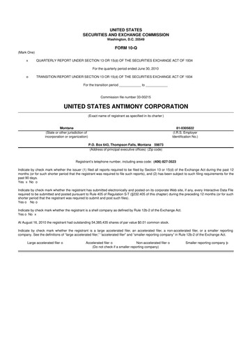 Thumbnail United States Antimony Corporation 10-Q Quarterly Report FY 