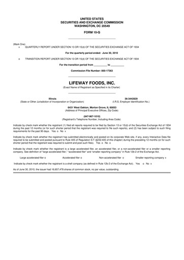 Thumbnail Lifeway Foods
 10-Q Quarterly Report FY 