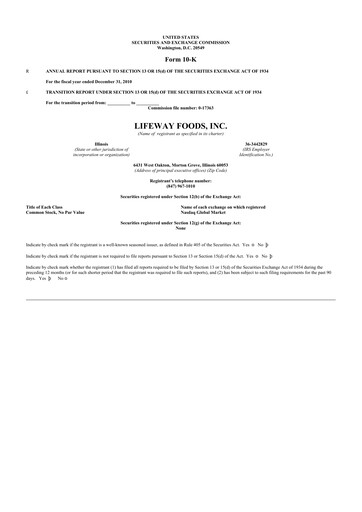 Thumbnail Lifeway Foods
 10-K Annual Report 