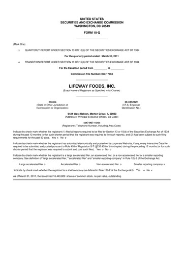 Thumbnail Lifeway Foods
 10-Q Quarterly Report FY 