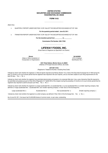 Thumbnail Lifeway Foods
 10-Q Quarterly Report FY2011 