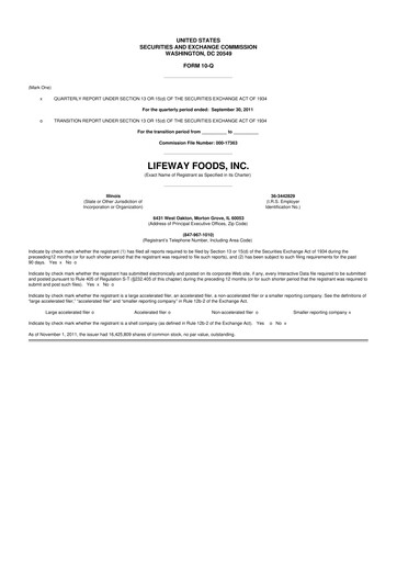 Thumbnail Lifeway Foods
 10-Q Quarterly Report FY2011 