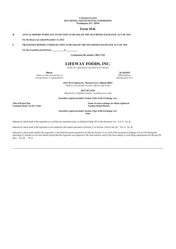 Thumbnail Lifeway Foods
 10-K Annual Report 2012