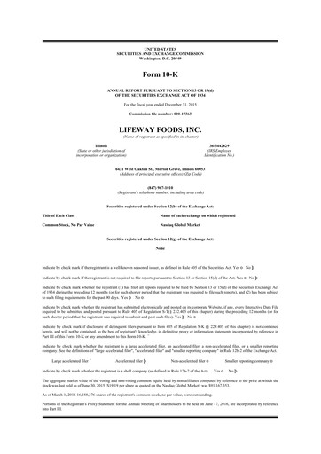 Thumbnail Lifeway Foods
 10-K Annual Report 2015