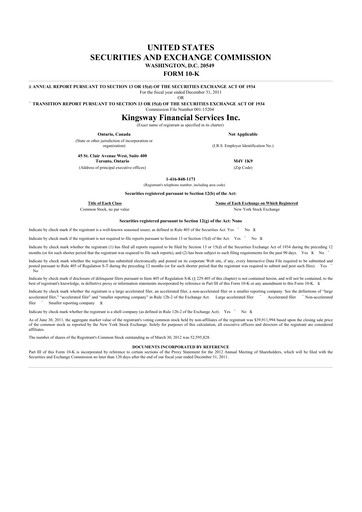 Thumbnail Kingsway Financial Services 10-K Annual Report 