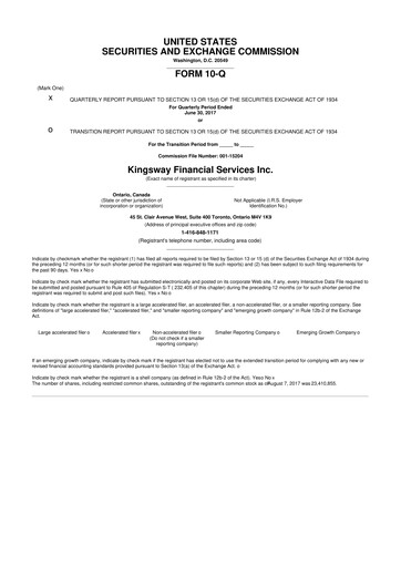 Thumbnail Kingsway Financial Services 10-Q Quarterly Report FY2017 