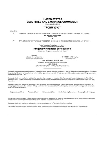 Thumbnail Kingsway Financial Services 10-Q Quarterly Report FY2021 