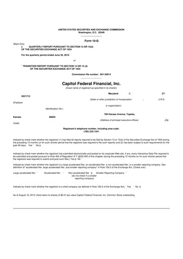 Thumbnail Capitol Federal Financial 10-Q Quarterly Report FY 