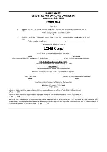 Thumbnail LCNB Corp.
 10-K Annual Report 2017