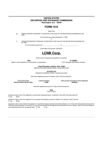 Thumbnail LCNB Corp.
 10-K Annual Report 2022