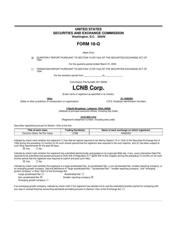 Thumbnail LCNB Corp.
 10-Q Quarterly Report FY2024 