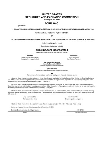 Thumbnail Booking Holdings (Booking.com) 10-Q Quarterly Report FY2013 