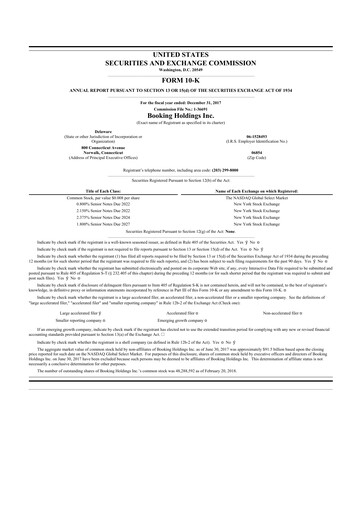 Thumbnail Booking Holdings (Booking.com) 10-K Annual Report 2017