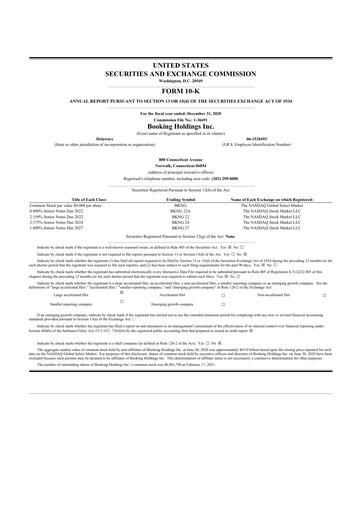 Thumbnail Booking Holdings (Booking.com) 10-K Annual Report 2020