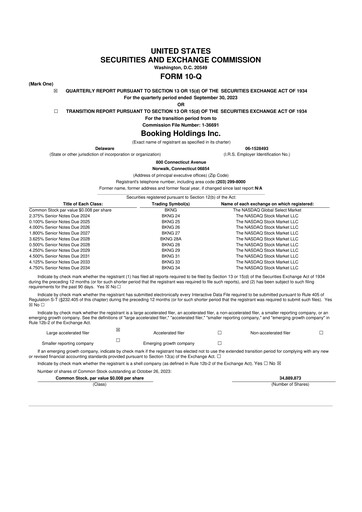 Thumbnail Booking Holdings (Booking.com) 10-Q Quarterly Report FY2023 