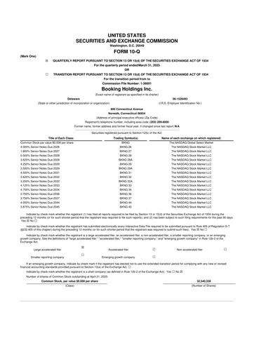 Thumbnail Booking Holdings (Booking.com) 10-Q Quarterly Report FY2025 