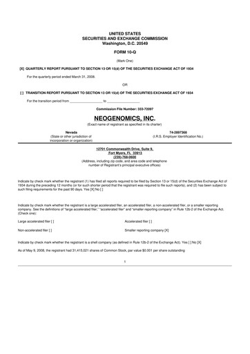 Thumbnail NeoGenomics
 10-Q Quarterly Report FY 