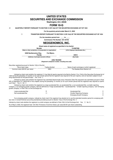 Thumbnail NeoGenomics
 10-Q Quarterly Report FY2022 