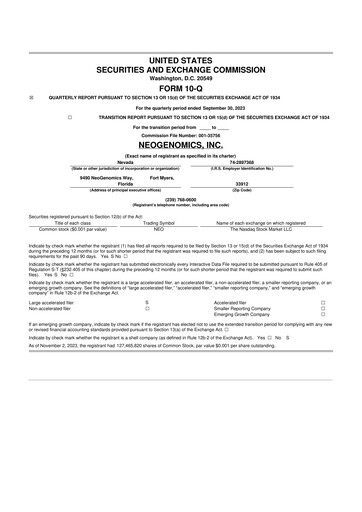 Thumbnail NeoGenomics
 10-Q Quarterly Report FY2023 