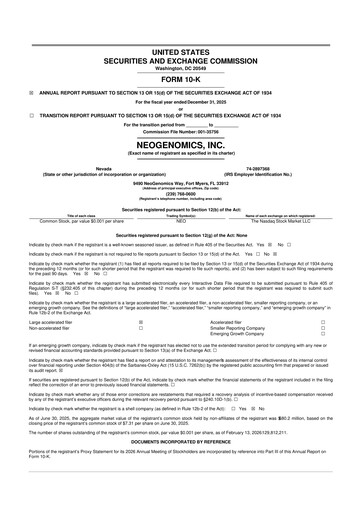 Thumbnail NeoGenomics
 10-K Annual Report 2025