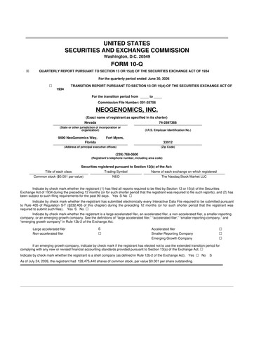 Thumbnail NeoGenomics
 10-Q Quarterly Report FY2026 