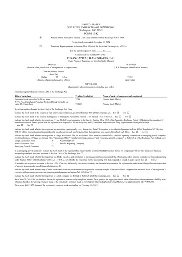 Miniature Texas Capital Bancshares 10-K Rapport annuel 2024