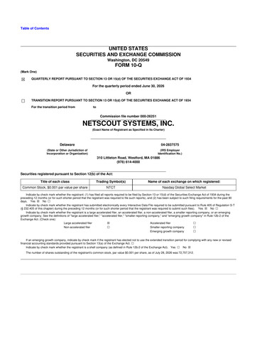 Thumbnail NETSCOUT 10-Q Quarterly Report FY2026 
