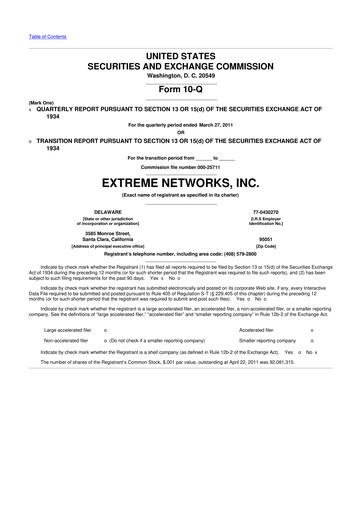 Thumbnail Extreme Networks
 10-Q Quarterly Report FY 