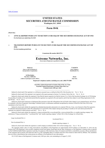 Thumbnail Extreme Networks
 10-K Annual Report 2015