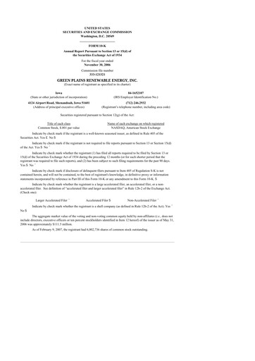 Thumbnail Green Plains 10-K Annual Report 