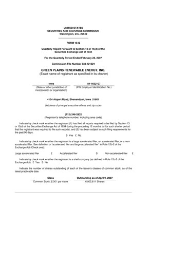 Thumbnail Green Plains 10-Q Quarterly Report FY 